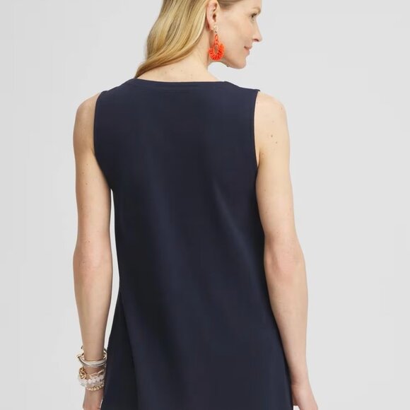 NWT Chico's Orchid Notch navy floral 4 sleeveless tank top shirt XXL pullover - Picture 2 of 8